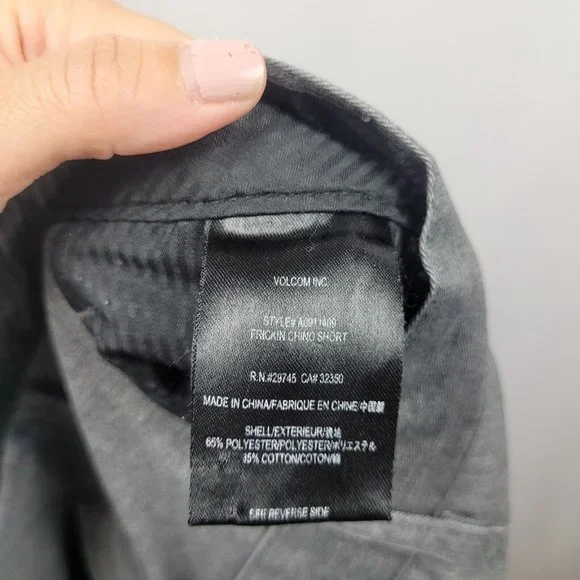 Volcom Mens Frickin Chino Shorts Gray Relaxed Fit Slit Pockets Size 36 - Picture 7 of 8